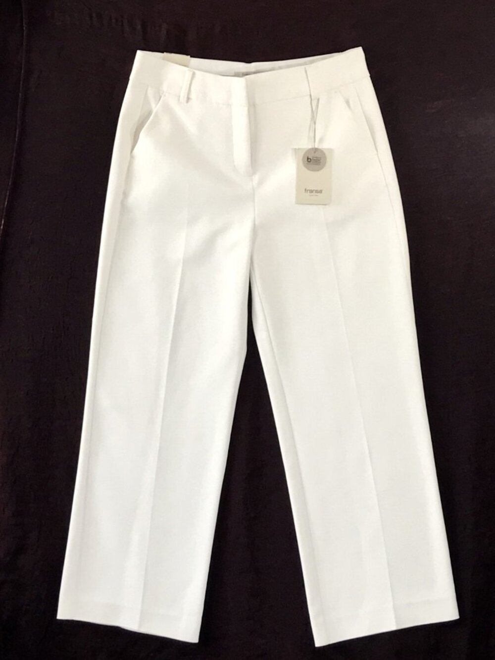 Fransca Whisper White Tailored Trousers 6 W31 modern straight wide slouchy NEW